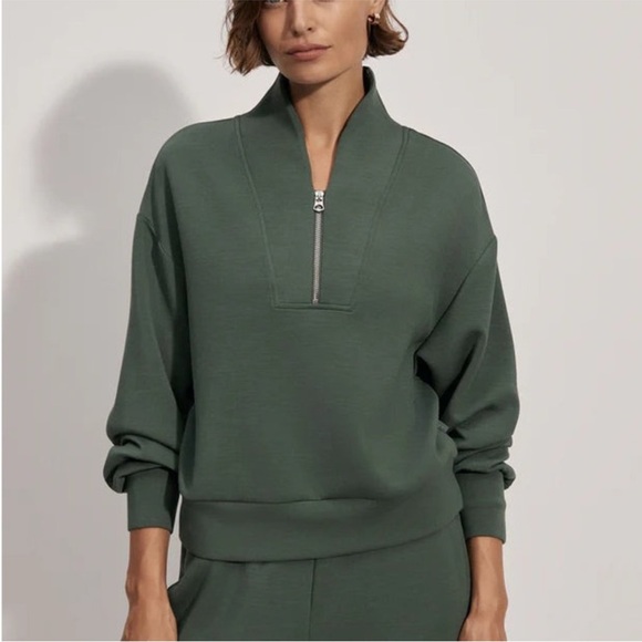 Varley Tops - Varley Davidson Sweat Half Zip Sweatshirt M Cila Green VAR01080